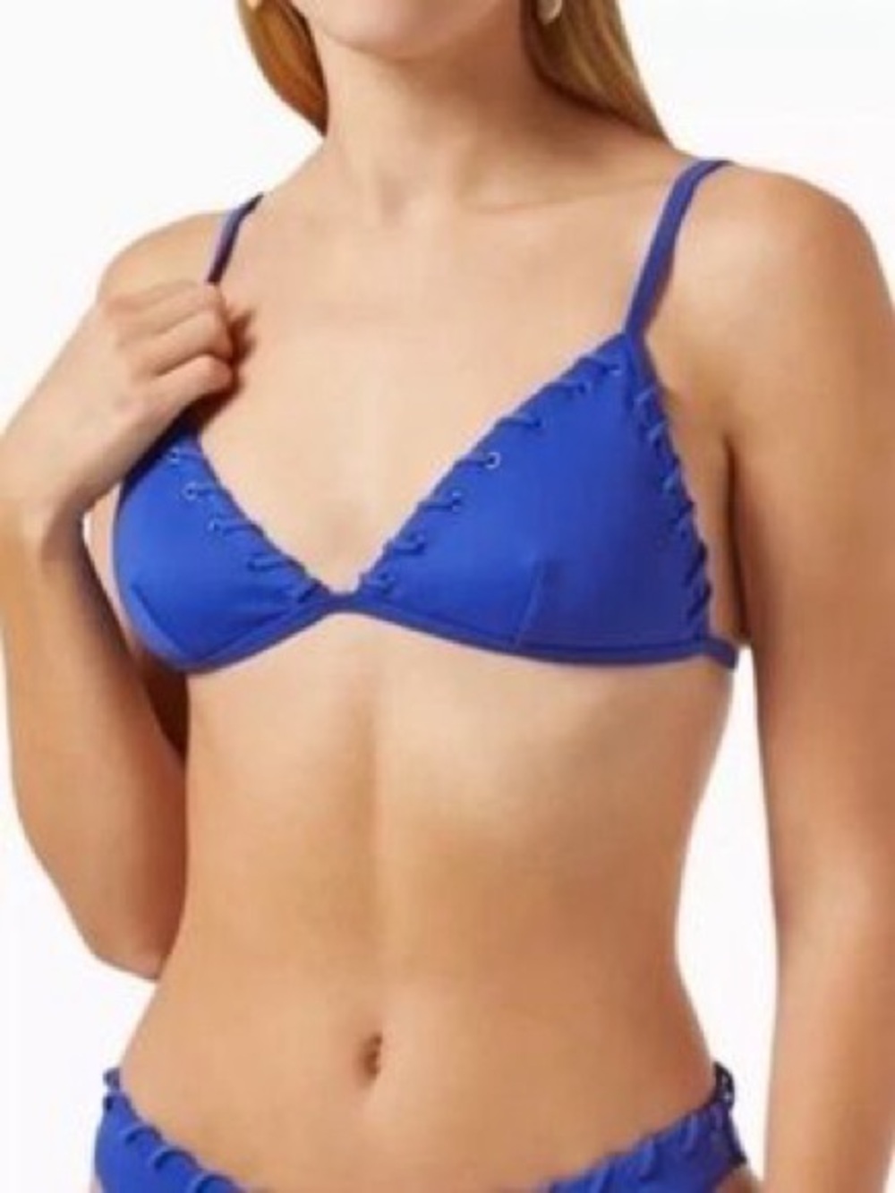 Good American Whip Stitch Triangle Bikini Top in‎ Capri Blue NWT Sz 2X